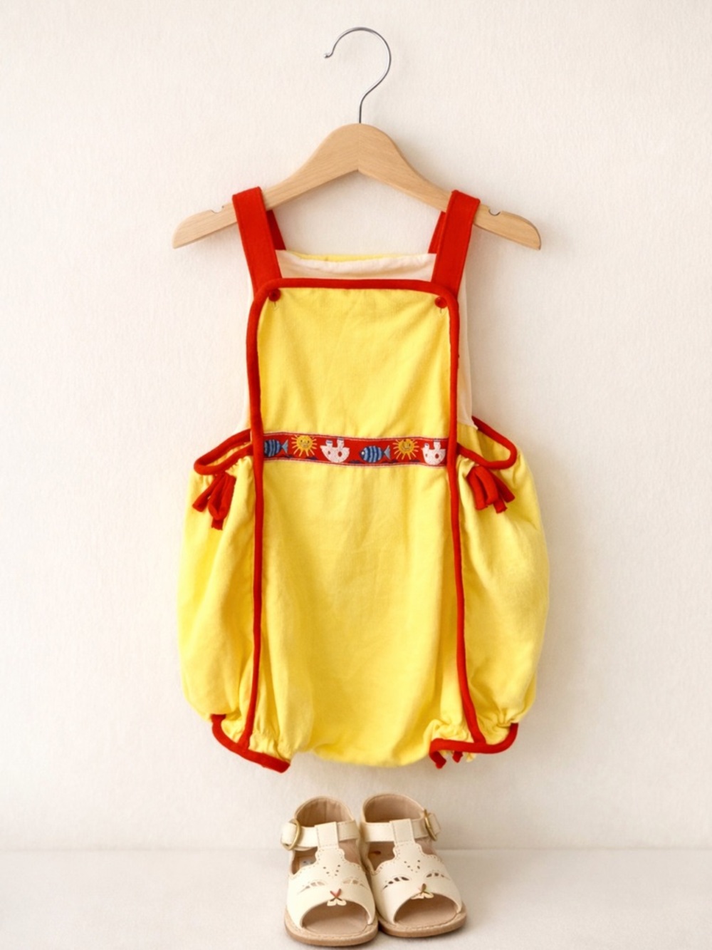 Carter's Vintage Yellow and Red Baby Dress with Animal Patch